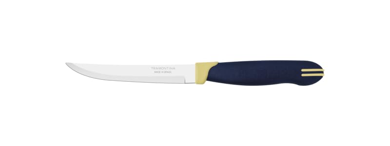 Multicolor 5" Steak Knife, Straight-Edge Stainless Steel Blade, Blue and Cream Polypropylene Handle, Durable and Dishwasher Safe