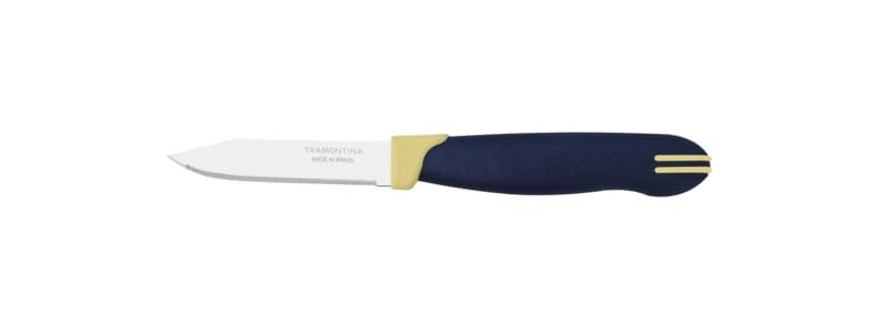 Multicolor 3" Vegetable and Fruit Knife, Micro-Serrated Edge Stainless Steel Blade, Blue and Cream Polypropylene Handle, Dishwasher Safe, Precise and Durable - Pack of 12