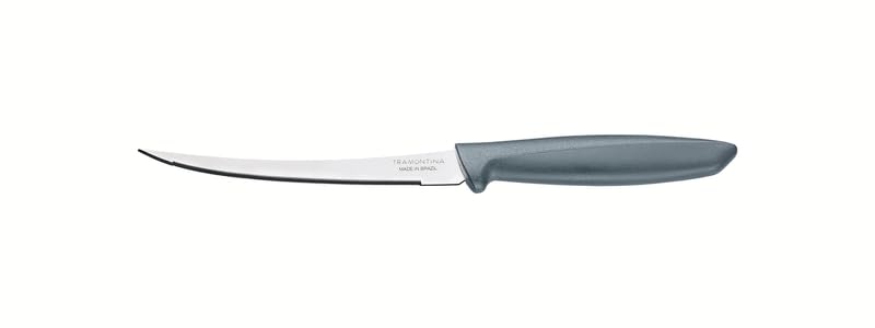 Plenus 5" Tomato Knife, Stainless Steel Blade, Grey Polypropylene Handle, Dishwasher Safe, Perfect for Slicing Tomatoes and Soft Fruits - Pack of 12
