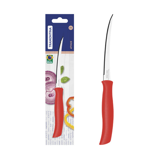 Serrated Tomato Knife with Handle, 5-Inch Length, Red