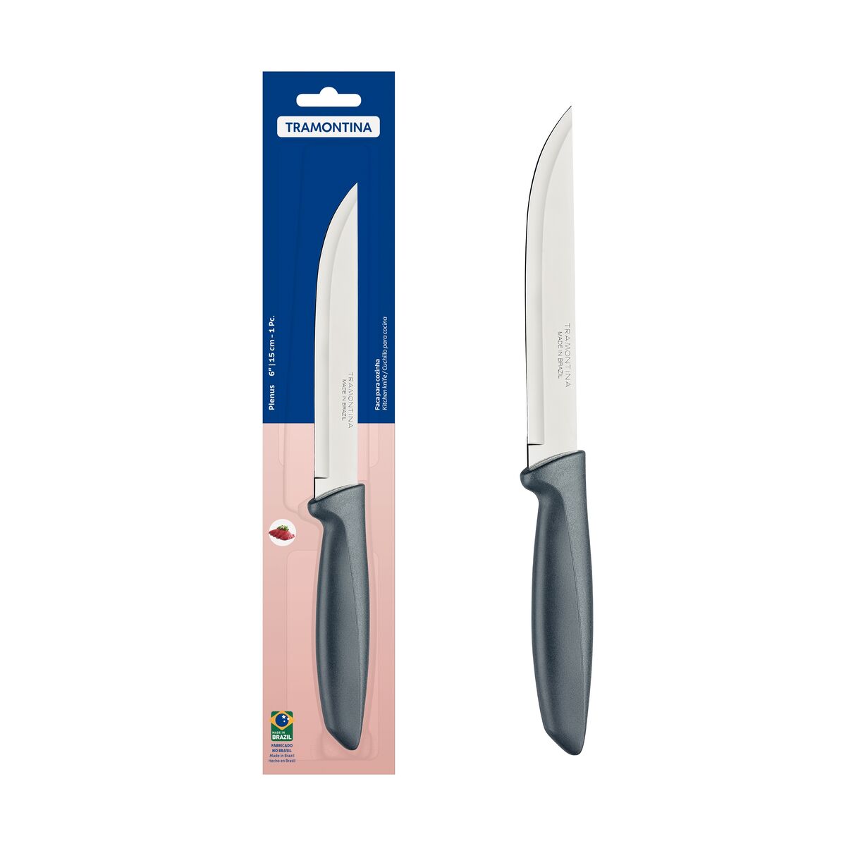 Plenus Kitchen Knife – 6-Inch Stainless Steel Blade – Gray Handle – Multipurpose Cutting Tool for Everyday Use