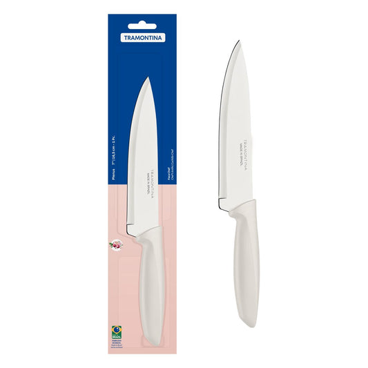 Plenus Stainless Steel Chef Knife with Handle, 7-Inch Blade, White