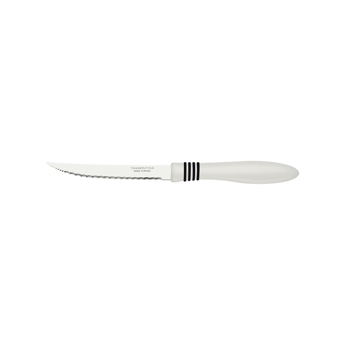 12-Piece Steak Knife Set, 5-Inch Stainless Steel Serrated Blades with Ergonomic White Handles, Sharp & Durable for Cutting Meat, BBQ, and Kitchen Use