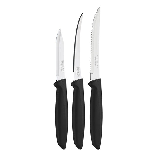 Plenus Knife Set – 3 Pieces – High Quality Stainless Steel Blades – Black Handles – Everyday Kitchen Essentials