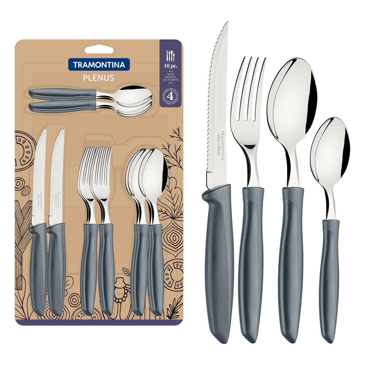 Cutlery Set – 16 Pieces – Includes Knives, Forks, Spoons – Stainless Steel Blades – Functional Flatware for 4 People