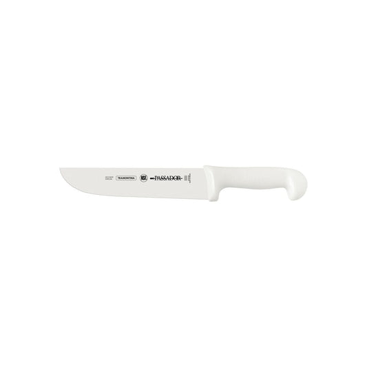 Professional 8" Carving Knife, Stainless Steel Blade, White Polypropylene Handle, Durable and Versatile