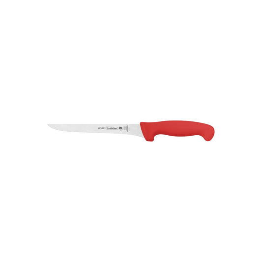 Professional 7 inches Boning Knife with Stainless Steel Blade and Red Polypropylene Handle
