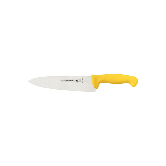 Professional 8 Inches Meat Knife with Stainless Steel Blade and Yellow Polypropylene Handle with Antimicrobial Protection