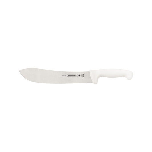 Professional Curved Meat Knife – 10-Inch Stainless Steel Blade – White Handle – Ideal for Butchers & Chefs