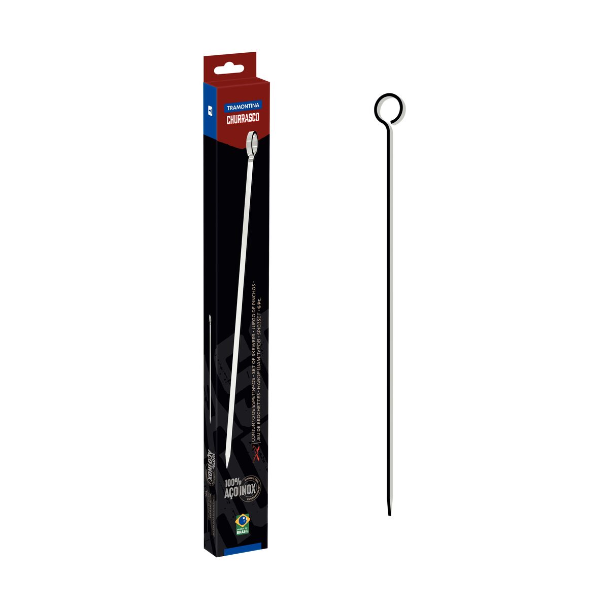 6-Piece Stainless Steel Skewer Set – 20 cm, Perfect for Grilling, Durable, Heat Resistant, and Easy to Clean