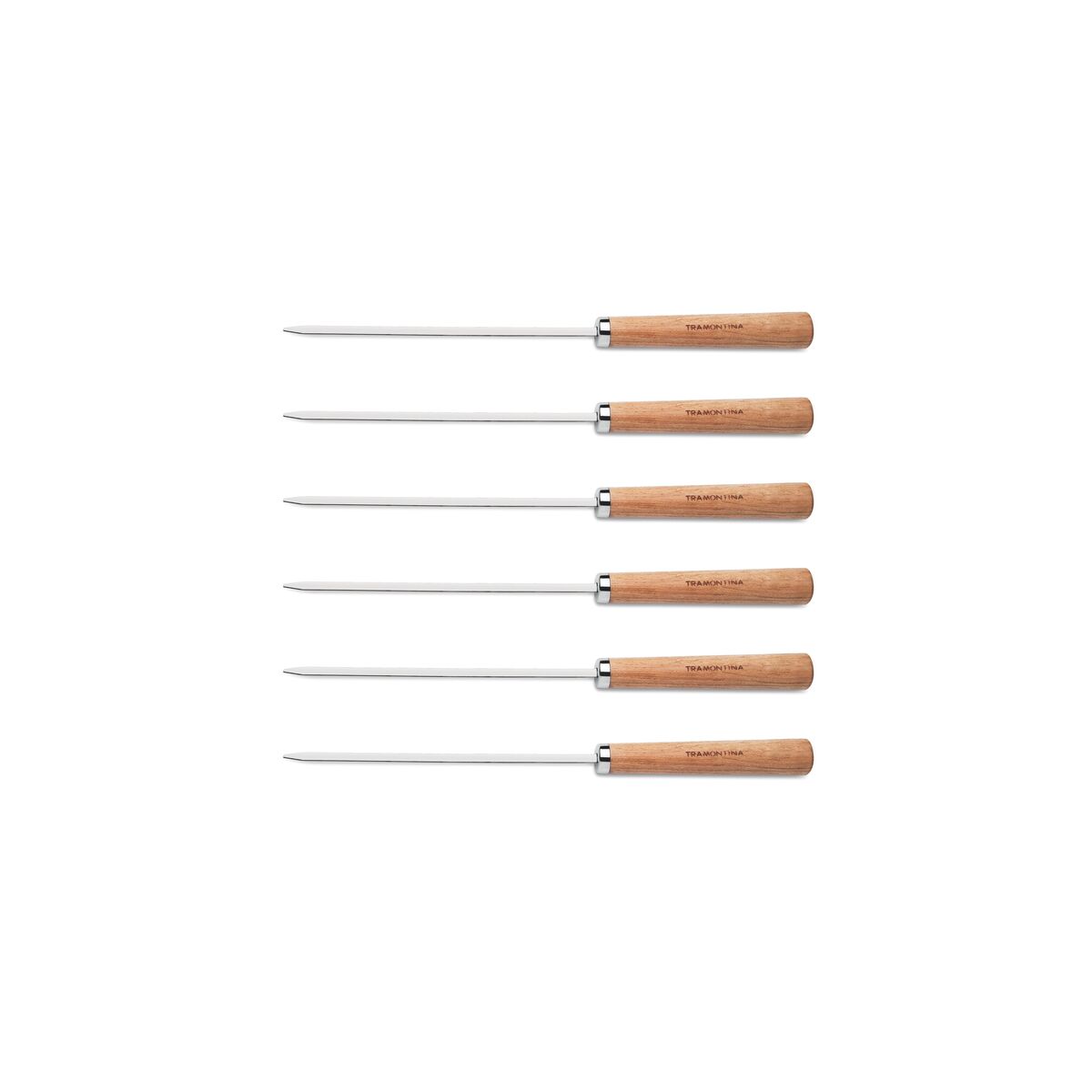 Set of Churrasco Skewers, Stainless Steel, 40 cm Length, Easy to Clean, Heat Resistant, Meat Serving Set, Includes 6 Pieces