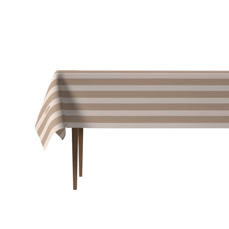 Lines Waterproof Tablecloth in Beige & White, a 140x300 cm Rectangular Table Cover of Minimalist Spillproof Polyester, a Chic Protector for Modern Dining Tables or Buffets