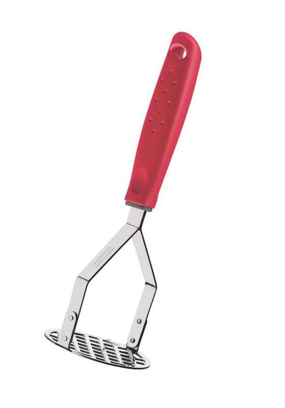 Stainless Steel Potato Masher, Ergonomic Handle, Durable Kitchen Tool for Smooth Mashed Potatoes, Stylish Red Finish, Comfortable Grip, Rust-Resistant, Dishwasher Safe