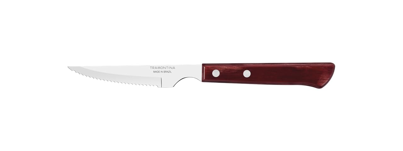 6-Piece Knife Set, Stainless-Steel Blades, Durable Treated Red Polywood Handles, Professional Kitchen Utensils for Cutting, Chopping, and Slicing