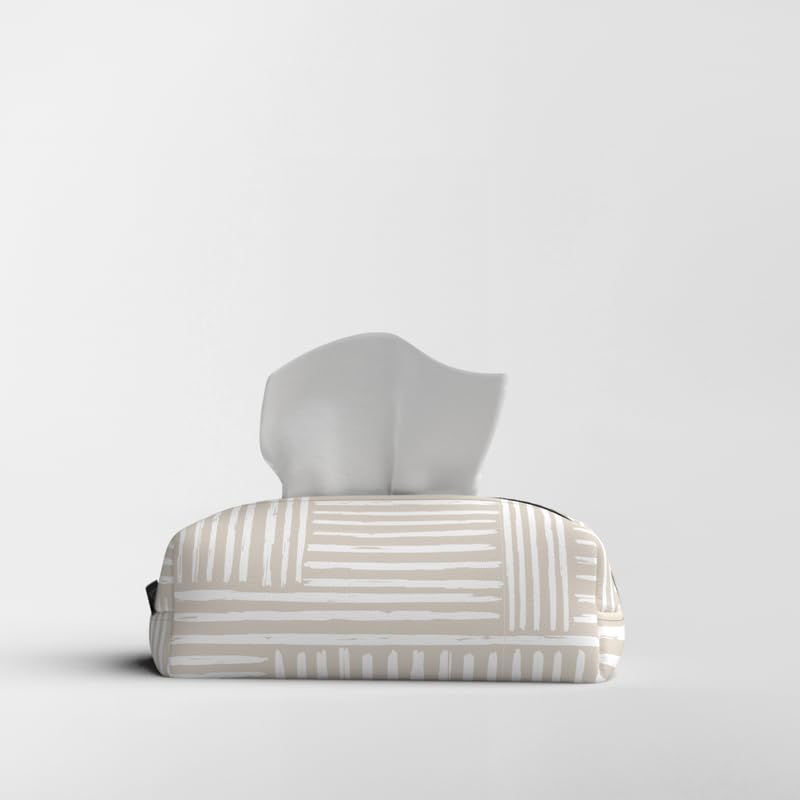 Fabric Tissue Box Cover Premium Fabric Tissue Holder With Leather Layer Inside for Home, Office, and Car Durable and Elegant Tissue Dispenser for Standard Tissue Boxes