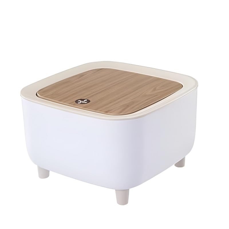 Square Storage Trash Can - 2L, Mini Plastic Waste Bin with Press Top Lid, Compact Design for Office, Kitchen, Under Desk, Multi-Purpose Waste Basket, Easy to Clean