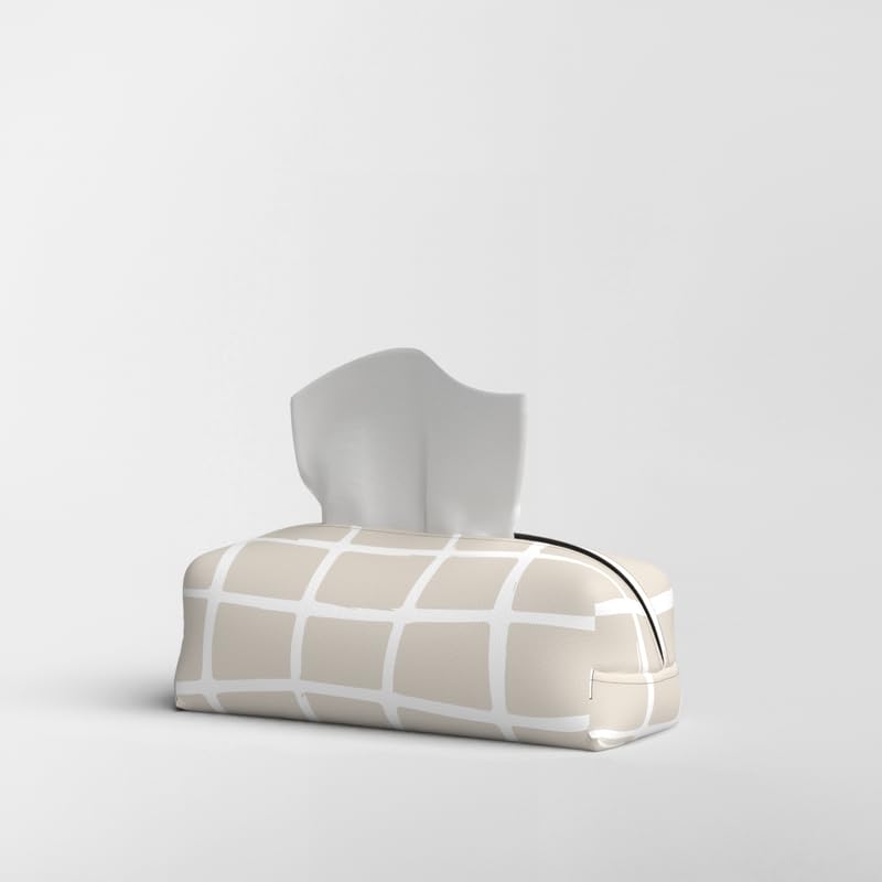 Fabric Tissue Box Cover Premium Fabric Tissue Holder With Leather Layer Inside for Home, Office, and Car Durable and Elegant Tissue Dispenser for Standard Tissue Boxes