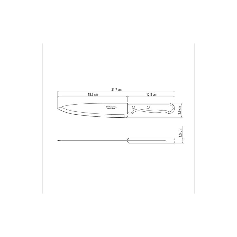 Dynamic Chef's Knife – Pack of 12 – Stainless Steel Blade with Natural Wood Handle – Versatile, Durable & Sharp for Daily Use