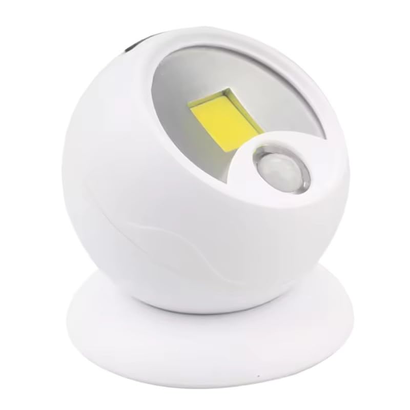 360° Rotating Spherical LED Night Light with Motion Sensor, 120 lm, Magnetic Base, Indoor Lighting for Bedroom, Closet, Hallway, Stairs, Soft Warm Light