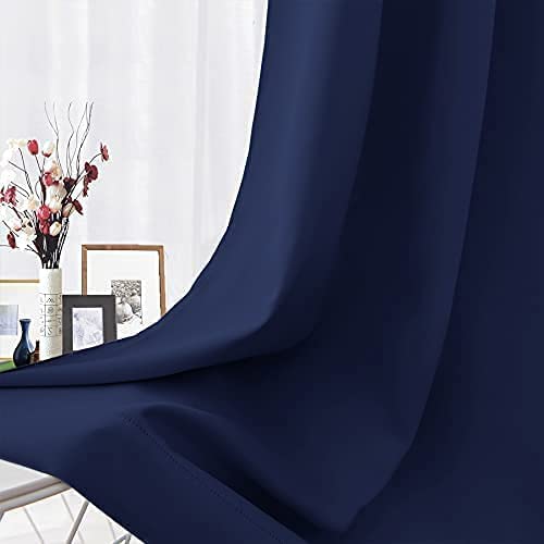 Navy Blackout Curtains - steel Grommets - thermal Insulated fabric – for room darkness – 1 panel