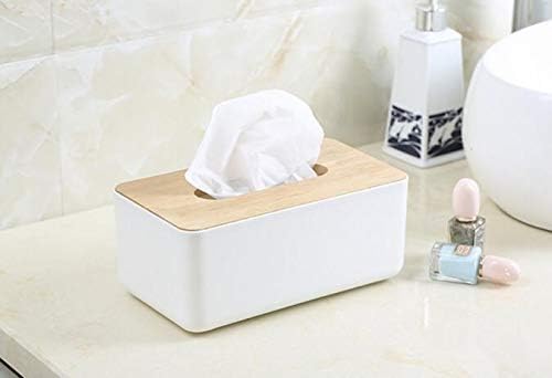 JK Enterprise 1pc Square Shape Wooden Cover Plastic Tissue Box Holder | Paper Napkin Holder Case | Tissue Holder Dispenser Organizer for Car Decor Home Room Hotel