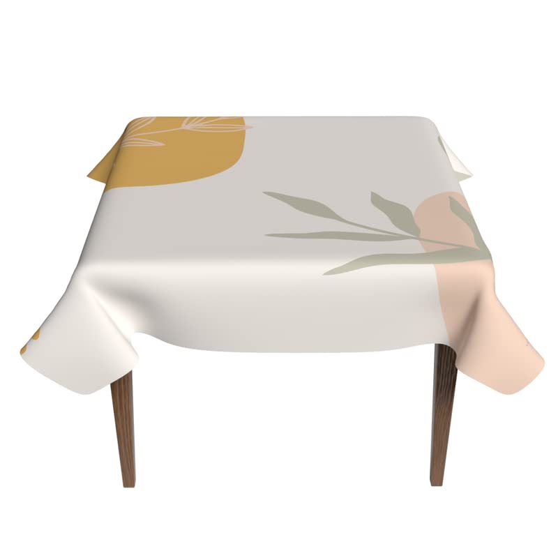 Sunrise Waterproof Tablecloth in Yellow & White, a 140x140 cm Square Table Cover of Spillproof Polyester, a Cheerful and Stain-Resistant Protector for your Kitchen or Breakfast Nook