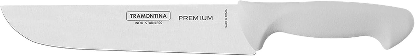 Premium Stainless Steel Meat Knife with Handle, 8-Inch Blade, White - Designed for High Performance and Durability, Ideal for Professional and Home Kitchens, Precision Crafted for