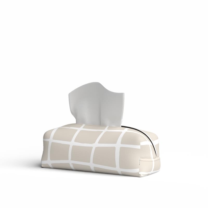 Fabric Tissue Box Cover Premium Fabric Tissue Holder With Leather Layer Inside for Home, Office, and Car Durable and Elegant Tissue Dispenser for Standard Tissue Boxes