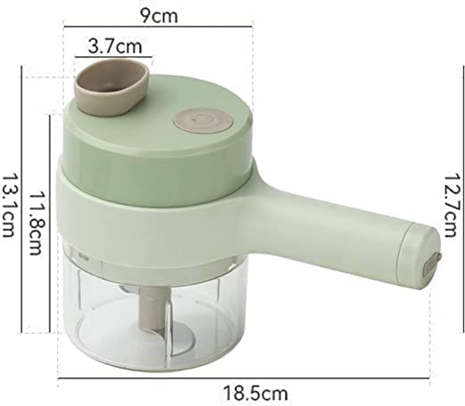 4-in-1 Electric Handheld Cooking Cutter Vegetable Cutter, Multifunction Food Chopper and Slicer for Garlic, Pepper, Chili, Onion, Celery, Ginger, and Meat with Cleaning Brush
