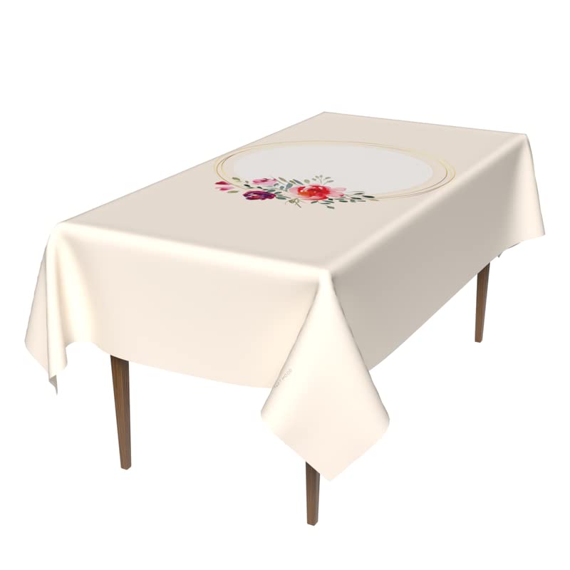 Floral Sun Waterproof Tablecloth, a Multicolor 140x300 cm Rectangular Table Cover of Spillproof Polyester, a Cheerful Protector for Large Tables, Patios, Picnics and Summer Events