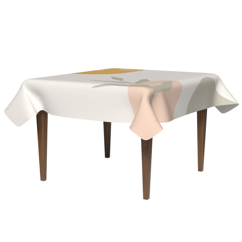 Sunrise Waterproof Tablecloth in Yellow & White, a 140x140 cm Square Table Cover of Spillproof Polyester, a Cheerful and Stain-Resistant Protector for your Kitchen or Breakfast Nook