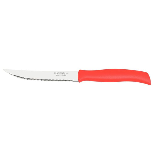 ATHUS Steak Serrated knife 12.5 cm – Stainless Steel Blade, Ergonomic Red Handle, Precision Cutting, Durable & Rust-Resistant, Ideal for Steak BBQ, Kitchen & Dining