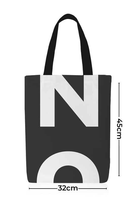 Canvas No Tote Bag, a Durable and Reusable Shopping Bag in Dark Grey, 32x45 cm, Medium Size, a Stylish and Minimalist Carrier for Groceries, Books, Beach Essentials, or Everyday Use