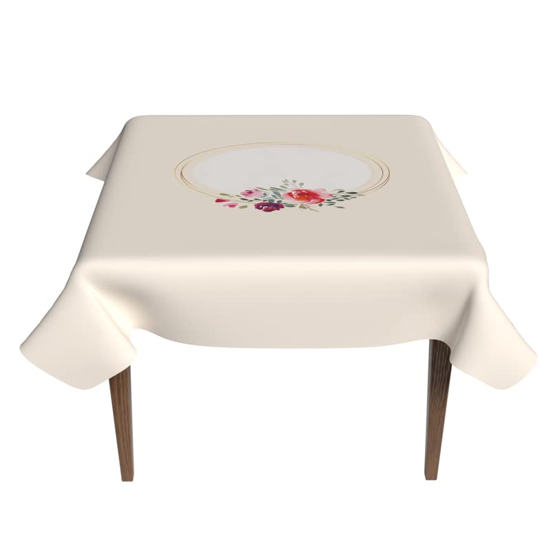 Floral Sun Waterproof Tablecloth, a Multicolor 140x140 cm Square Table Cover of Spillproof Polyester, a Bright and Cheerful Protector for Everyday Dining, Patios, and Picnics
