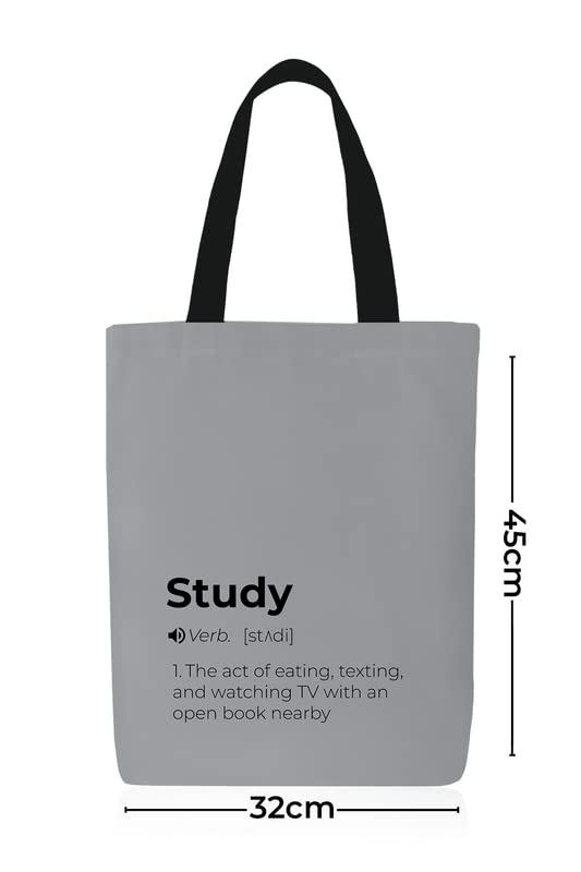 Canvas Study Tote Bag, a Durable and Reusable Bag in Nardo Grey, 32x45 cm, a Stylish and Practical Carrier for Students to hold Books, Laptops, and School Supplies, a Perfect Gift