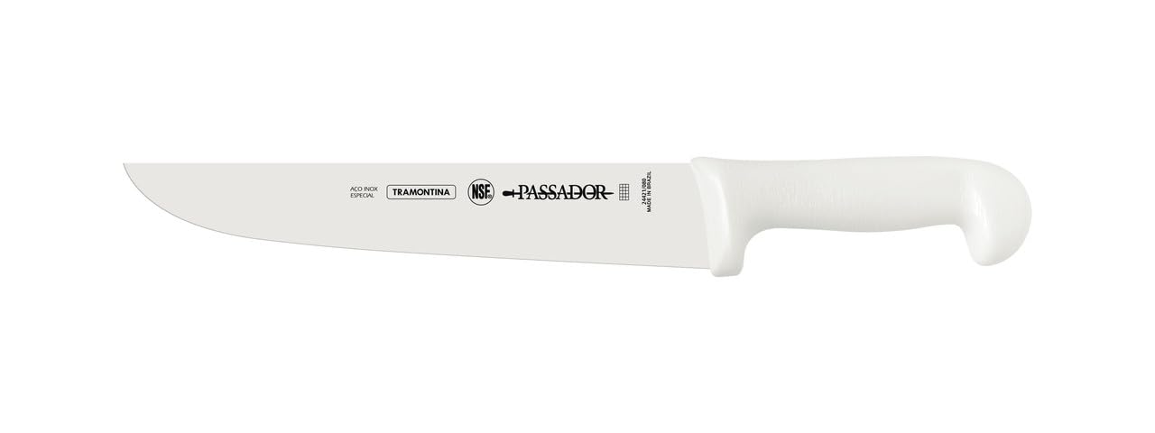 Professional Carving Knife, 10-Inch Stainless Steel Blade with White Polypropylene Handle, Durable and Sharp, Ideal for Meat and BBQ