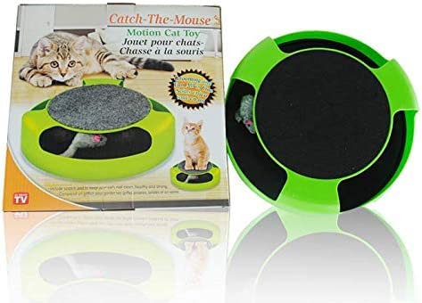 Cat Kitten Catch The Mouse Moving Play Toy with Scratching Claw Mat (Green)