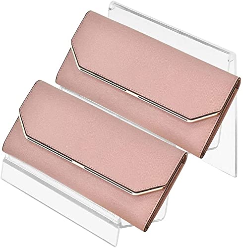 Clear Acrylic Desktop Wallet Storage Rack and Display Stand, Tiered Shelf and Purse Organizer for Handbags and Clutches, Durable and Decorative Holder for Retail and Home Use