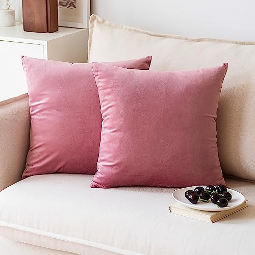 Soft Thick Velvet Throw Pillow Covers Decorative Square Cushion Cover For Couch Sofa Bedroom Living Room - set of 2 Pieces
