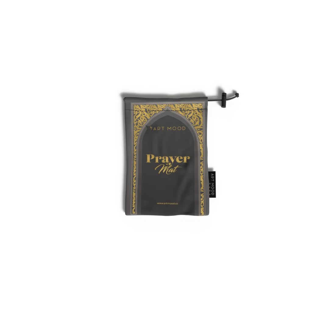 Waterproof Prayer Mat in Grey and Gold, 68x117 cm, a durable and practical rug with a stylish design, easy to clean and perfect for travel, outdoor use, or daily prayers anywhere