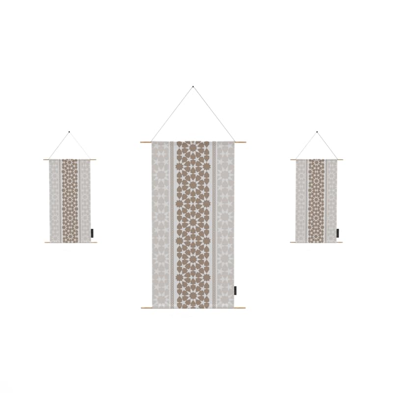 Ramadan's Unique Oasis Velvet Fabric Posters Set, a Wall Art Decor Kit for Festive Home Decor, Beige & White, a Beautiful Islamic Design for Living Room or Bedroom during Ramadan