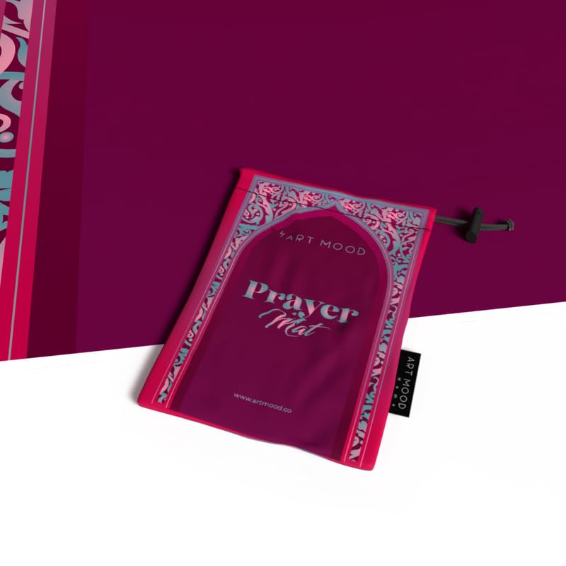 Waterproof Prayer Mat in Fuchsia and Turquoise, 68x117 cm, a durable and easy-to-clean rug perfect for both indoor and outdoor use, providing a comfortable and reliable prayer surface