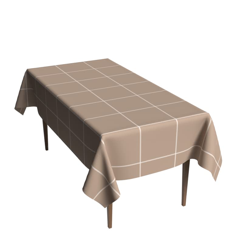 Craft Waterproof Tablecloth in Beige & White, a 140x300 cm Rectangular Table Cover of Spillproof Polyester, a Durable and Minimalist Protector for Everyday Dining and Gatherings