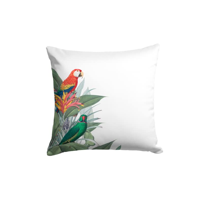 Canvas Dazzle Cushion Cover in White & Green, 40x40 cm, a durable decorative pillow with a fresh and vibrant pattern, perfect for brightening up your living space with a modern design