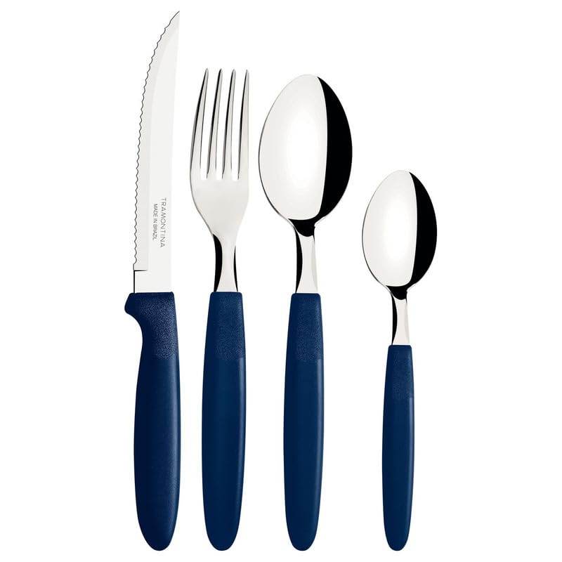 Ipanema Flatware Set, Stainless Steel Blades, Polypropylene Handles, 24-Piece Cutlery for Dining and Everyday Use, Durable and Dishwasher Safe
