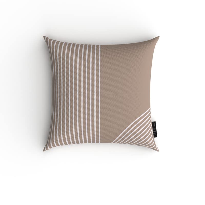 Lynn 2 Canvas Cushion Cover in Beige & White, a durable decorative pillow with a clean and modern geometric pattern, 40x40 cm, a versatile and stylish choice for contemporary decor
