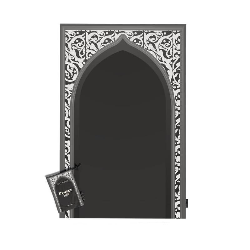 Waterproof Prayer Mat in a stylish Grey and White, 68x117 cm, a durable and practical rug with a contemporary design, ideal for travel and ensuring a clean prayer space anywhere