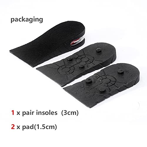 YURRUON Height Increasing Insole 3-Layer Air Cushion Heel Insert Lift Shoes Insole for Men and Women Invisible Elevator Insoles 6cm Black
