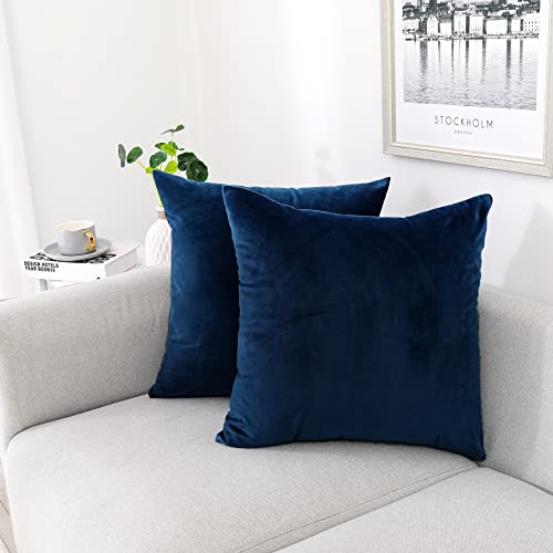 Soft Thick Velvet Throw Pillow Covers Decorative Square Cushion Cover For Couch Sofa Bedroom Living Room - set of 2 Pieces