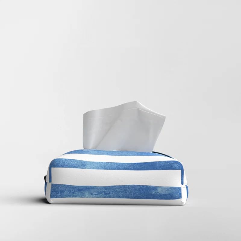 HOME Tissue Box, Fabric Exterior with Leather Inner Layer, Decorative Zippered Tissue Holder, Elegant Stitching, Durable Soft Material for Home Office Living Room or Bathroom